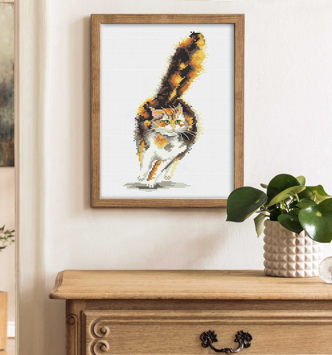 Calico Cat Cross Stitch Pattern Cat Decor Cat Embroidery Etsy