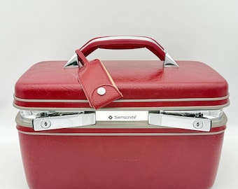 Set of 2 Vintage Samsonite Train Cases, Yellow Suitcases Made in