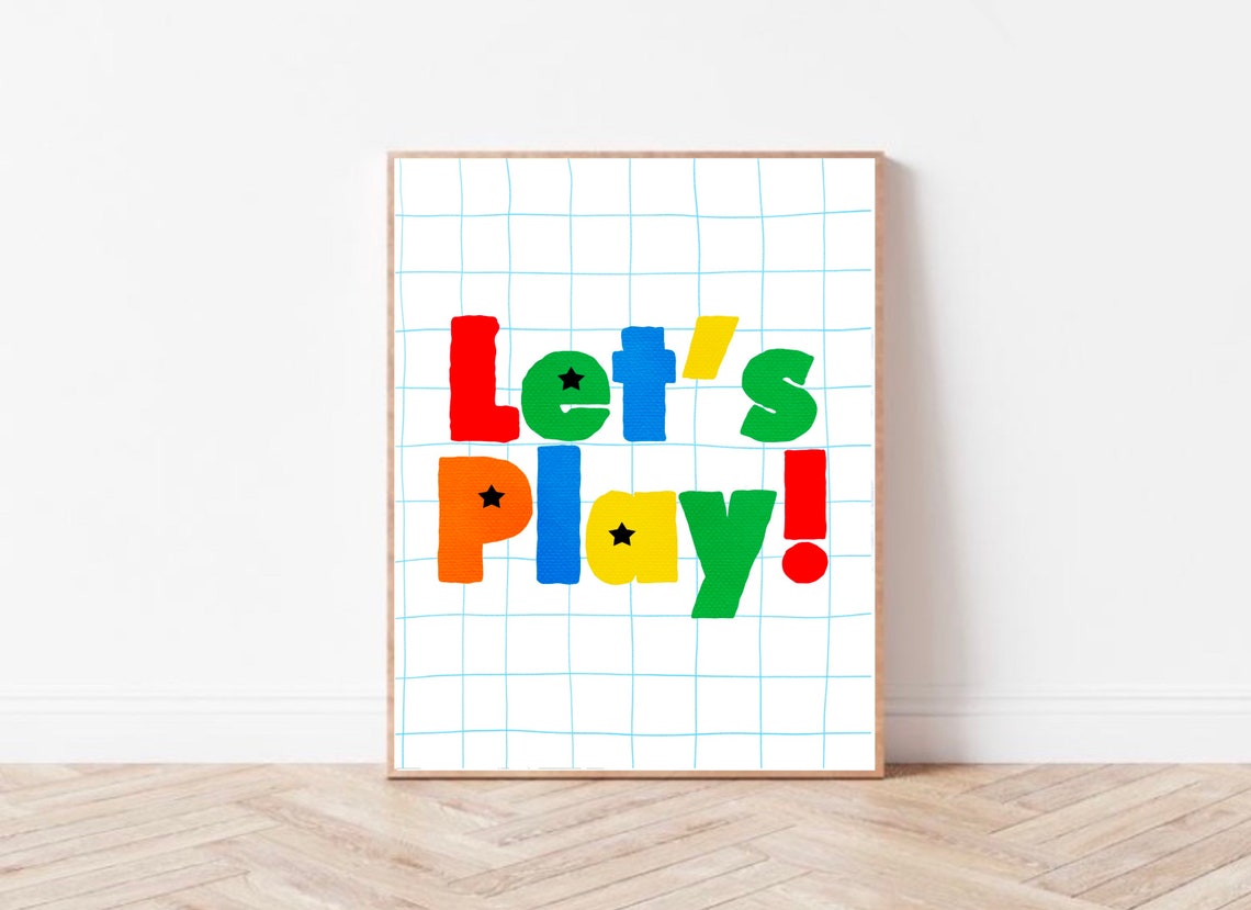 Lets play print wall art. Childrens room playroom nursery Etsy