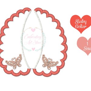 Butterfly with Baby Collar Machine Embroidery Design, Applique Baby Collar Pattern, Faux Round Collar, Instant Download