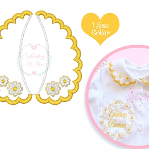 Daisy with Flowers Baby Collar Machine Embroidery Design, Applique Baby Collar Pattern, Faux Round Collar, Instant Download