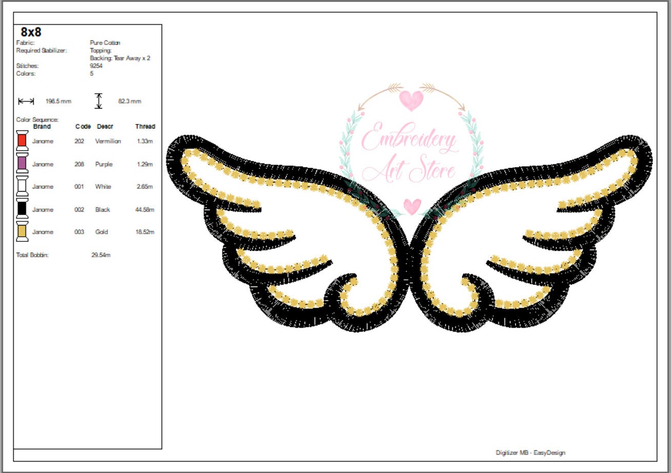 Angel Wings Applique Embroidery Designs Angel Embroidery Etsy UK