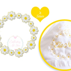 Circle with Daisy Frame Machine Embroidery Design, Daisy Floral Monogram Frame Embroidery DesignMachine Embroidery, 4 Sizes