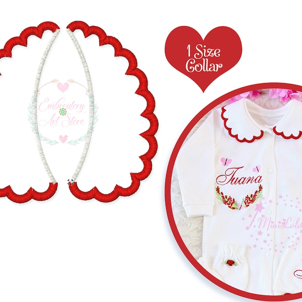 Corrugated Baby Collar Machine Embroidery Design, Applique Baby Collar Pattern, Faux Round Collar, Instant Download