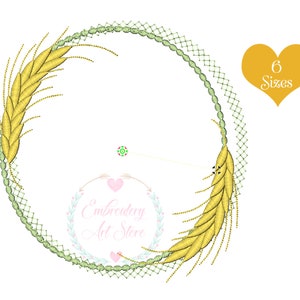 Wreath Circle Monogram Frame Embroidery Design, Leaf frame embroidery design machine embroidery pattern, Laurel wreath , 6 Sizes