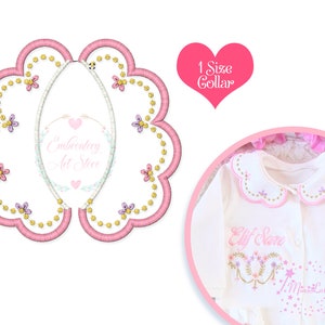 Mini Flowers Baby Collar Machine Embroidery Design, Applique Baby Collar Pattern, Faux Round Collar, Instant Download