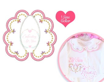 Mini Flowers Baby Collar Machine Embroidery Design, Applique Baby Collar Pattern, Faux Round Collar, Instant Download