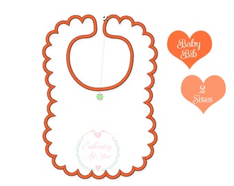 Baby Bib in the hoop Embroidery Design, Applique Baby Bib Pattern, Instant Download, baby bib digital embroidery design, 2 Sizes