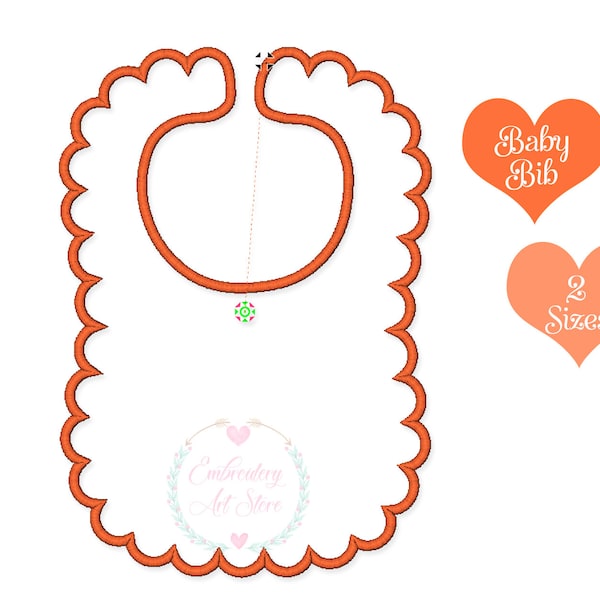 Baby Bib in the hoop Embroidery Design, Applique Baby Bib Pattern, Instant Download, baby bib digital embroidery design, 2 Sizes