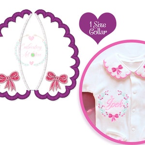 Bow with Baby Collar Machine Embroidery Design, Applique Baby Collar Pattern, Faux Round Collar, Instant Download