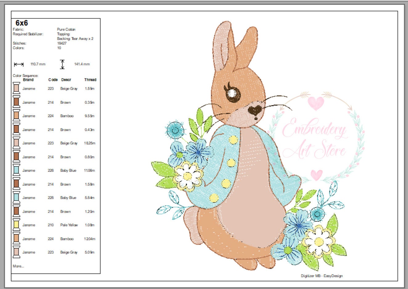 Blue Floral Peter Rabbit Machine Embroidery Design Cute Baby - Etsy