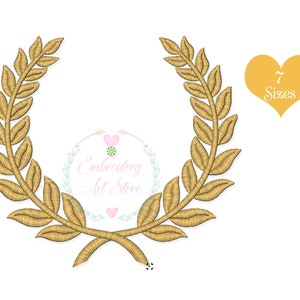 Leaf frame Embroidery Design, Monogram frame embroidery design machine embroidery pattern, Laurel wreath Crown, 7 Sizes Instant Download
