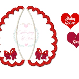Bow Design Baby Collar Machine Embroidery Design, Applique Baby Collar Pattern, Faux Round Collar, Instant Download