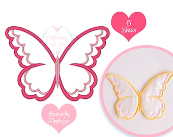 Applique Butterfly Machine Embroidery, Cute Butterfly Design, Colorful Embroidery Instant Download, 6 Sizes