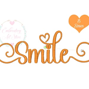 Smile Hand Write Embroidery Design, Trendy Embroidery Design, Happy Face Embroidery, Machine Embroidery Design, 5 Sizes, Instant Download
