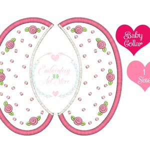 Flowers with Polkadot Baby Collar Machine Embroidery Design, Applique Baby Collar Pattern, floral Removable collar, Instant Download