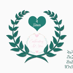 Leaf frame Embroidery Design, Monogram frame embroidery design machine embroidery pattern, Laurel wreath Crown, 4 Sizes Instant Download