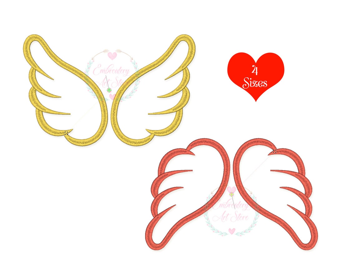 Curly Angel Wings Applique Embroidery Designs Angel Embroidery Design