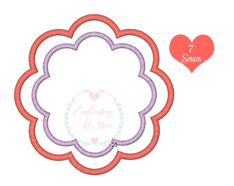 Table Cloths Napkin Applique Machine Embroidery Designs, Scalloped Napkin, Coasters round shape in assorted sizes, 7 Sizes, Instant Download