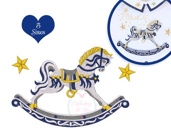 Horse with Star Embroidery Design, Rocking Horse Design For Machine Embroidery, instant digital download pattern, Baby Horse embroidery,