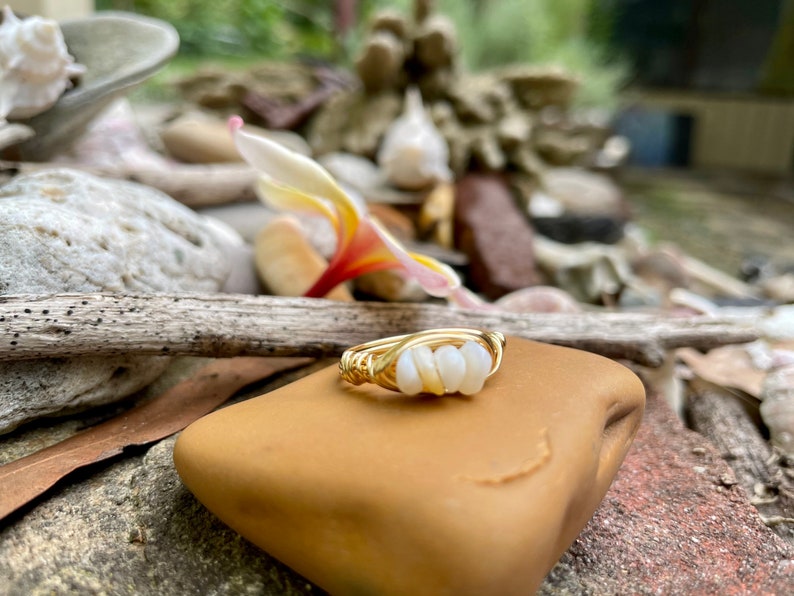 Mother of Pearl Gold Wire Ring Gold Mermaid Ring Mermaid Ocean Ring 21st Birthday Gift For Her Nautical Bridesmaid Gifts