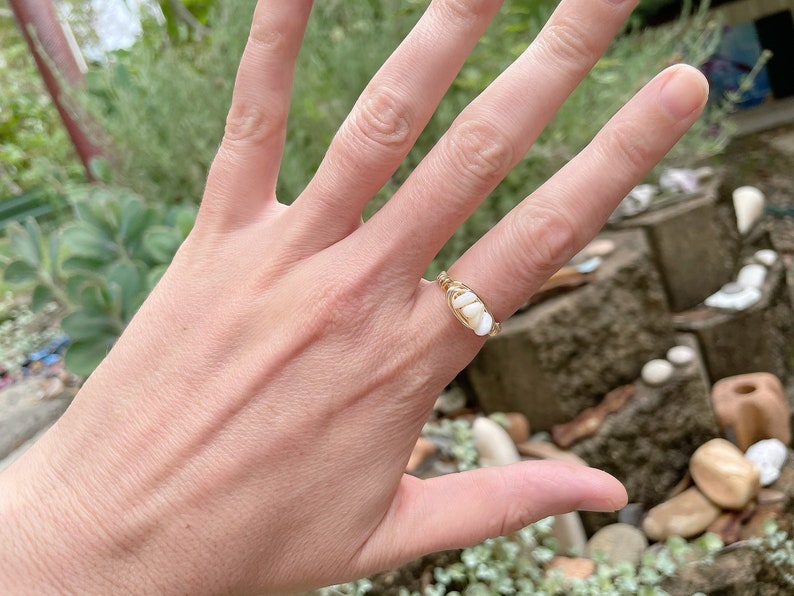 Mother of Pearl Gold Wire Ring Gold Mermaid Ring Mermaid Ocean Ring 21st Birthday Gift For Her Nautical Bridesmaid Gifts