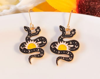 Double snake earrings, witch earrings, original magic earrings, Valentine's Day birthday gift