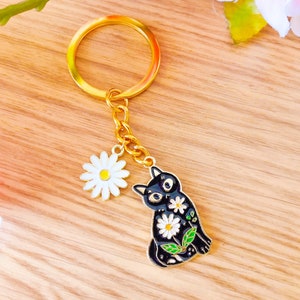 Cat flower keychain, Neko daisy, kawaii original keychain, Valentine's Day birthday gift