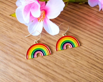 Rainbow earrings, colorful earrings, original kawaii earrings, birthday gift