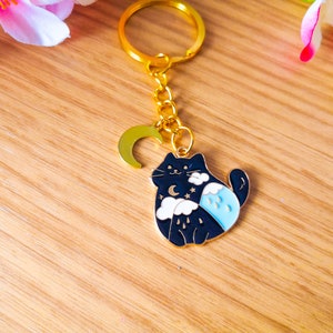 Cat moon key ring, Neko star, original kawaii key ring, Valentine's Day birthday gift, Mother's Day image 4