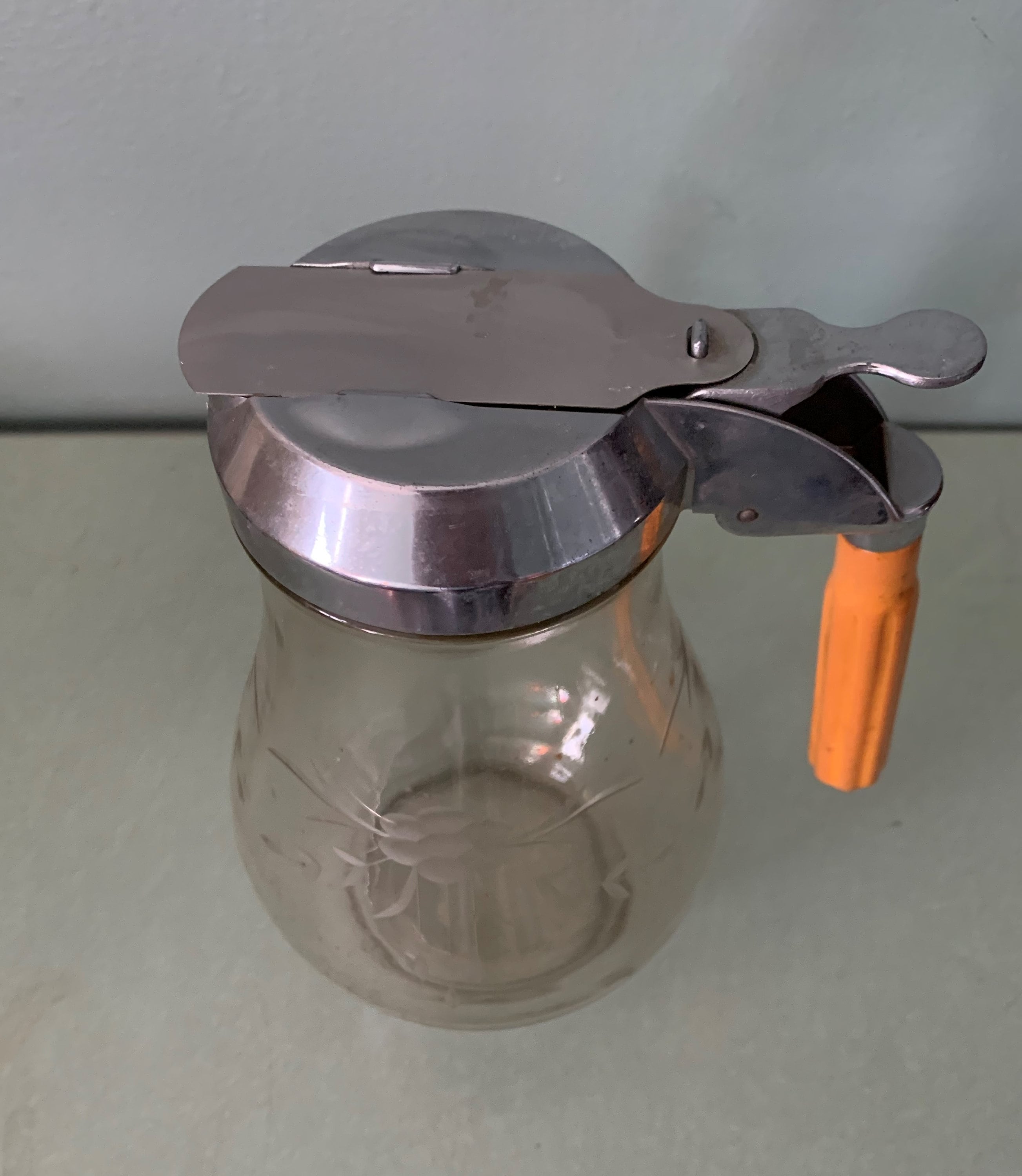 Large Etched Glass Maple Syrup or Sugar Dispenser with Etsy