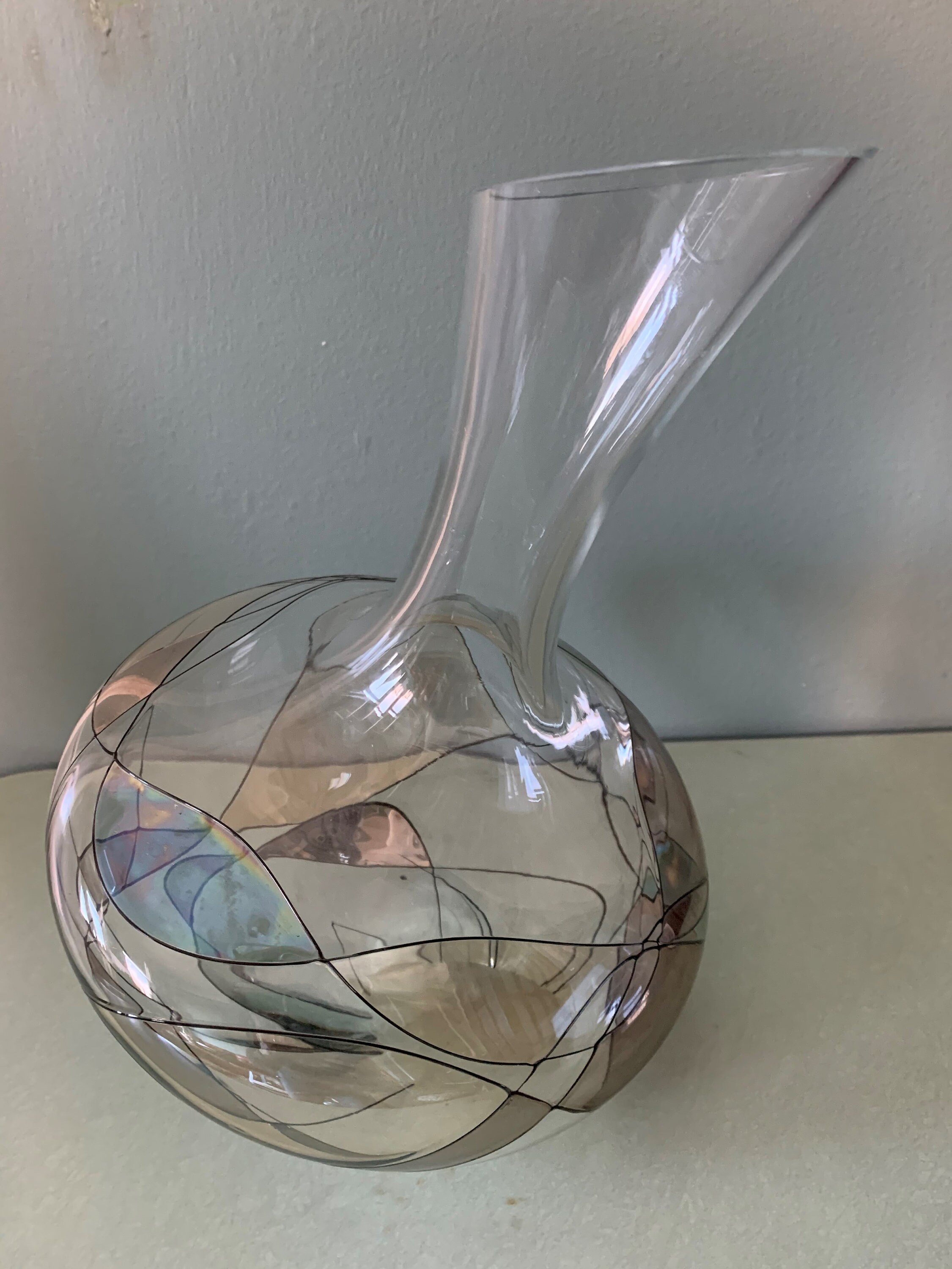 Unusual Mid century Modern Slanted Vase Swirl Pattern Etsy