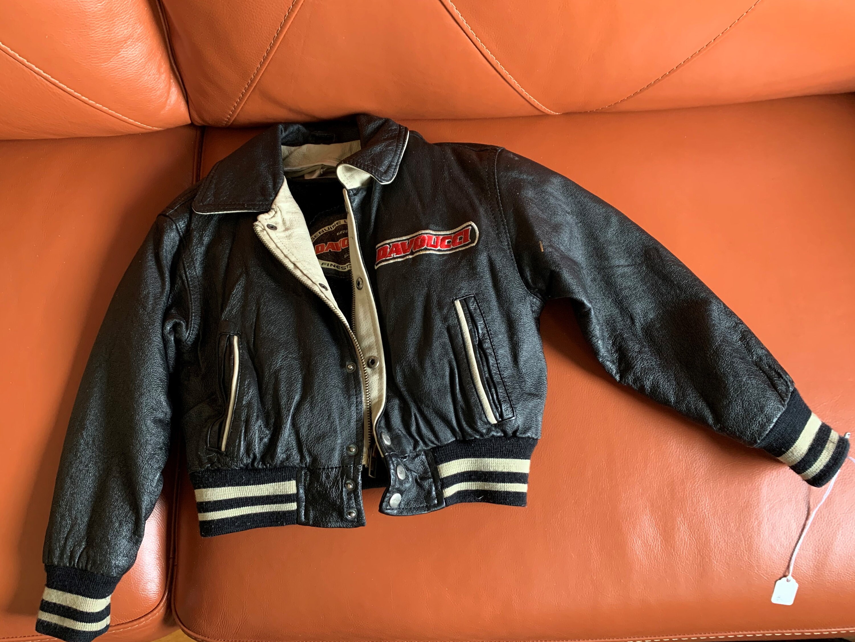Child s Davoucci Leather Motorcycle Jacket With Zip Out Lining