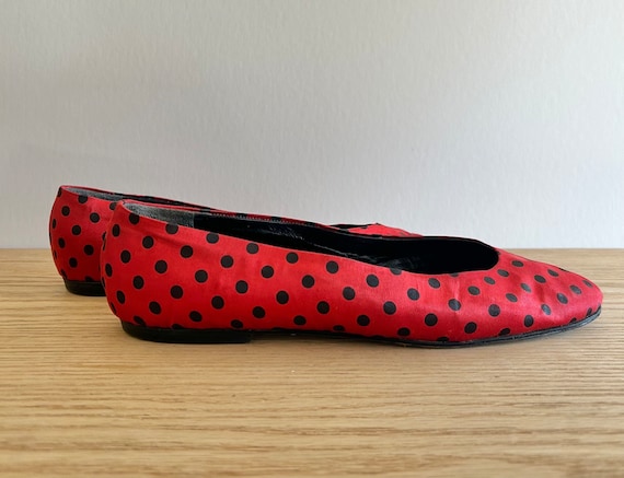 Valentina Carrano 1980s ballet flats red silk wit… - image 1