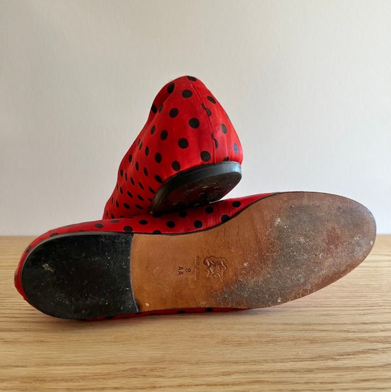 Valentina Carrano 1980s ballet flats red silk wit… - image 6