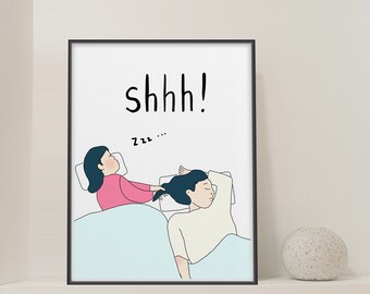 Feel good picture, Baby room decor girl, Sleeping illustration , Nap Picture, Child and Mother Sleeping, Picture for Mother's Day