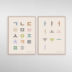 Hangul, Korean Alphabet, Korean poster, Korean Consonants and Vowels Poster, Hangul poster, Korean Art Print, Learn Korean, Educational Deco image 3