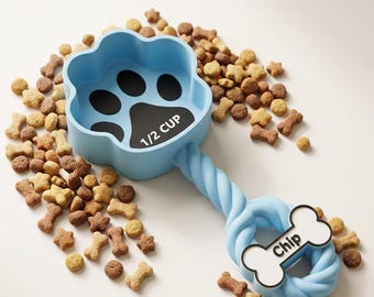 Personalized Dog Food Scoop, Custom Dog Name Measuring Scoop, Paw Print Dog Food Scooper, 1/2 Cup or 1 Cup