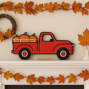 Vintage Pumpkin Truck Fall Decor: Rustic Farmhouse Wall Hanging
