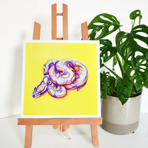 Impression d'art giclée d'archives de qualité, peinture serpent python violet
