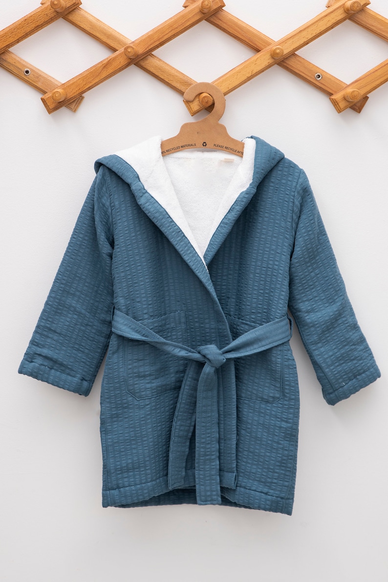 Birthday gift Personalized kids robes Navy organic Child Bathrobe Bamboo Children Bathrobe Natural soft Clothing
