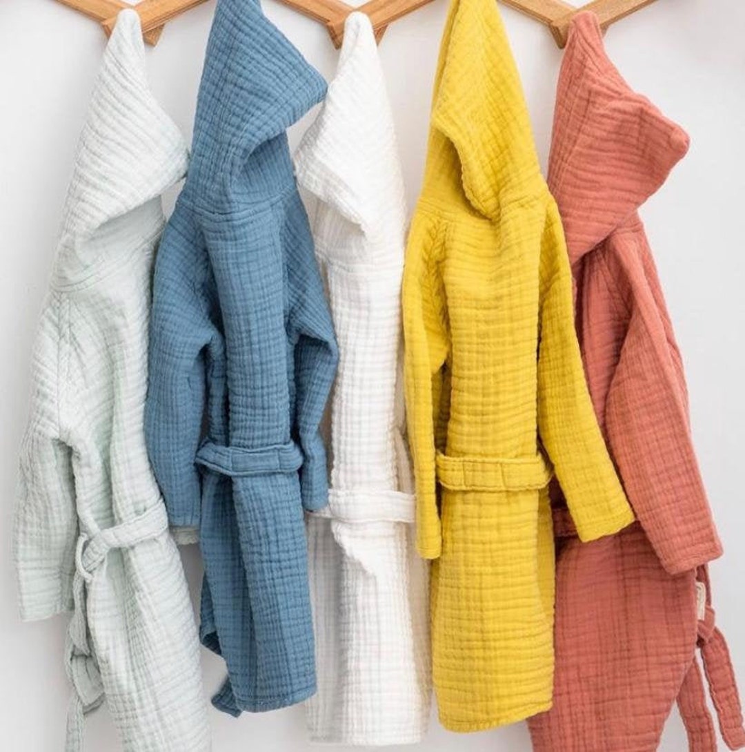 Personalized Navy Kids Bathrobe, Cotton Children Spa Robes, Kids Beach