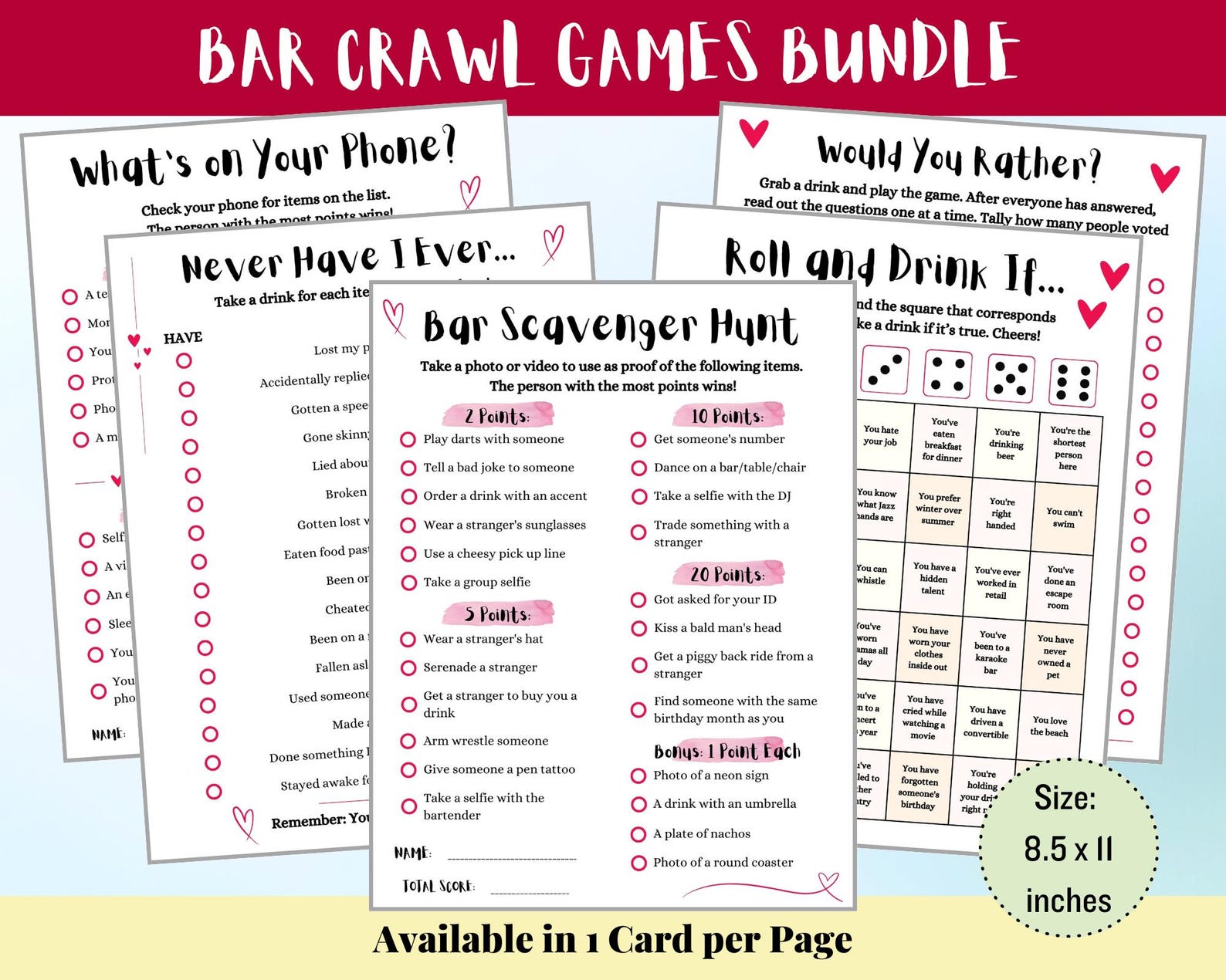 Ultimate Bar Crawl Games Bundle, 5 Bar Hopping Games Including Bar — free download