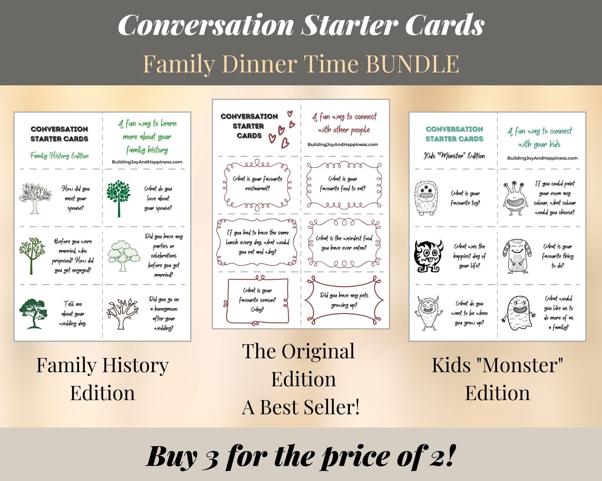 Family Dinner Conversation Starters BUNDLE Over 300 Question - Etsy