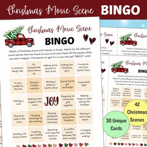 Christmas Movie Scene Bingo, 30 Unique Holiday Bingo Cards, Fun