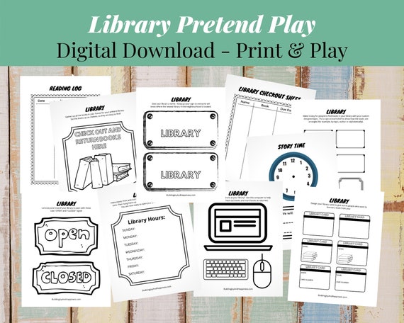 Library Pretend Play Printable Library Role Play Activity | Etsy