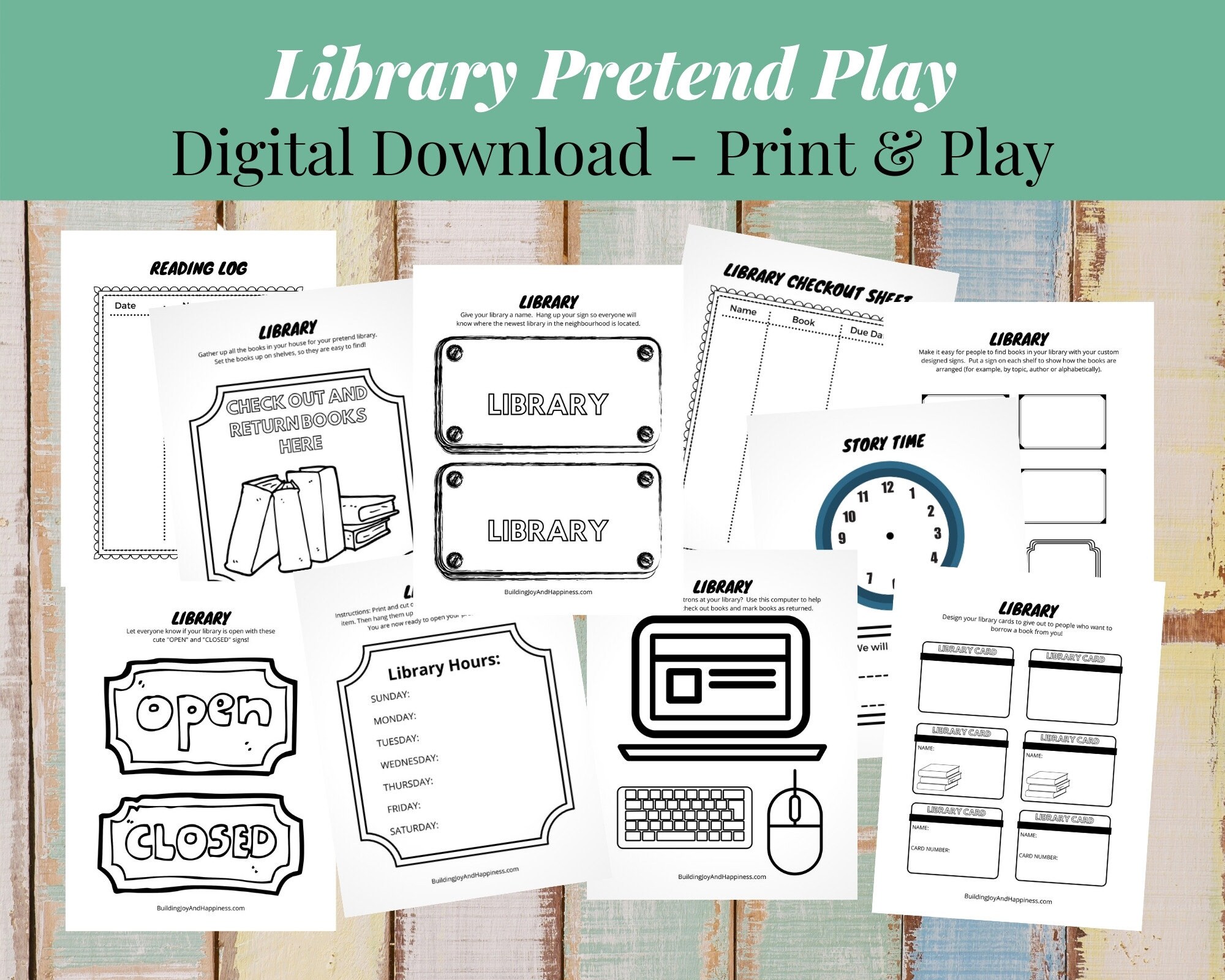 Library Pretend Play Printable Library Role Play Activity Etsy