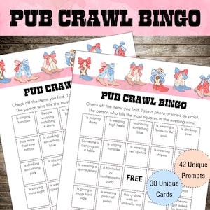 Pub Crawl Bingo for Ladies Night Out, Bar Crawl Games, Bar Scavenger Hunt, Cruise Bar Crawl, Birthday Bar Crawl, Western Cowgirl Boots Theme