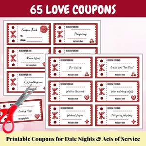 Libro de cupones de amor para San Valentín, cupones para el 65.º aniversario para hacer un regalo romántico, tarjetas para una cita romántica, cupones para regalos de aniversario, PG004