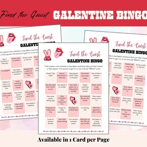 Galentines Bingo With 30 Unique Cards, Galentines Party Games, Find the ...